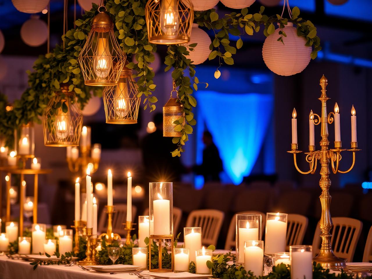 Candle and lantern centerpiece